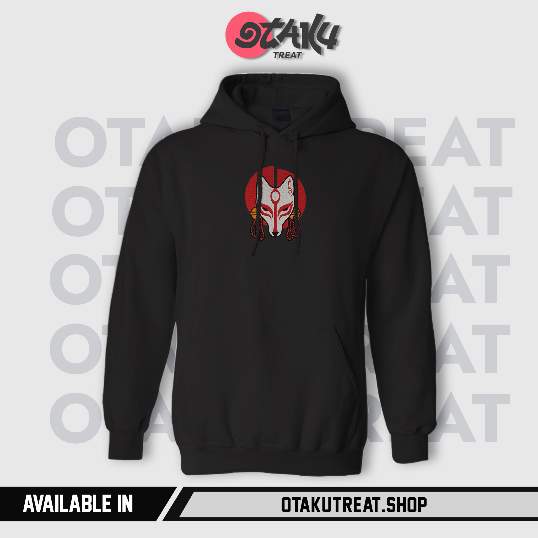 Japanese Kitsune Mask Embroidered Hoodie