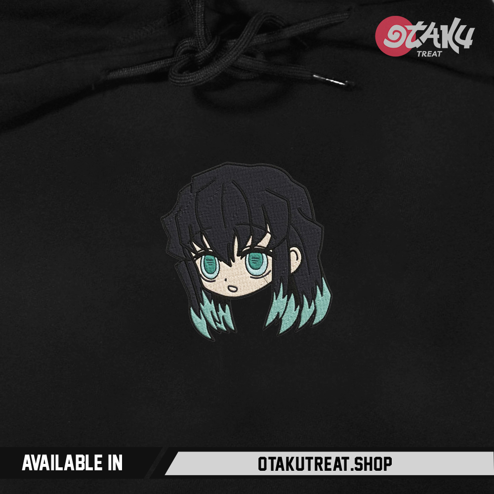 Muichiro Tokito Chibi Face Embroidered Hoodie