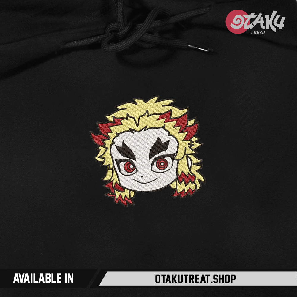 Rengoku Kyojuro Chibi Head Embroidered Hoodie