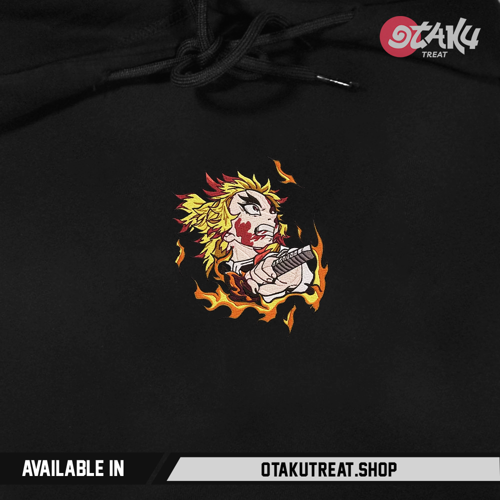 Rengoku Kyojuro Fire Embroidered Hoodie