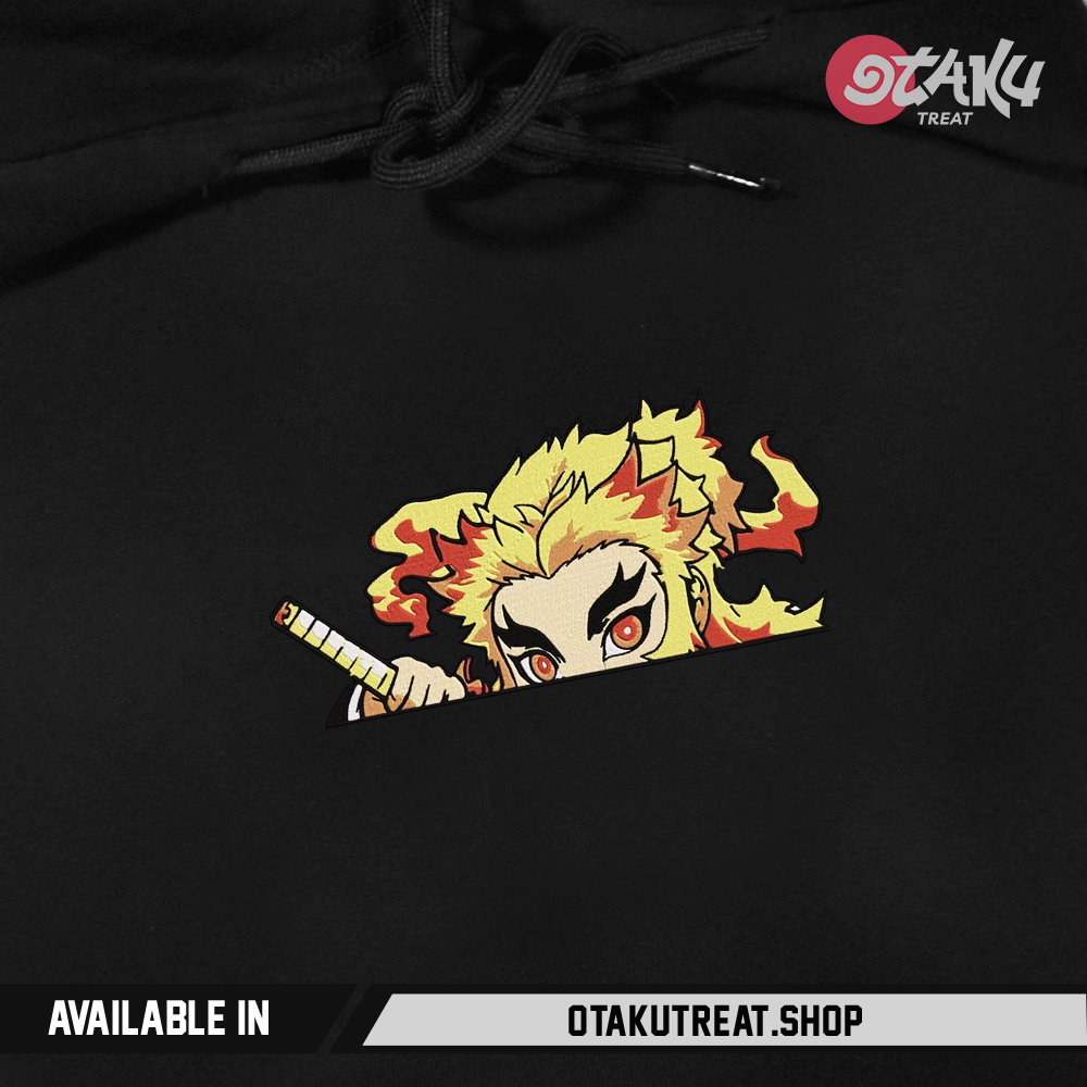Rengoku Kyojuro Line Embroidered Hoodie