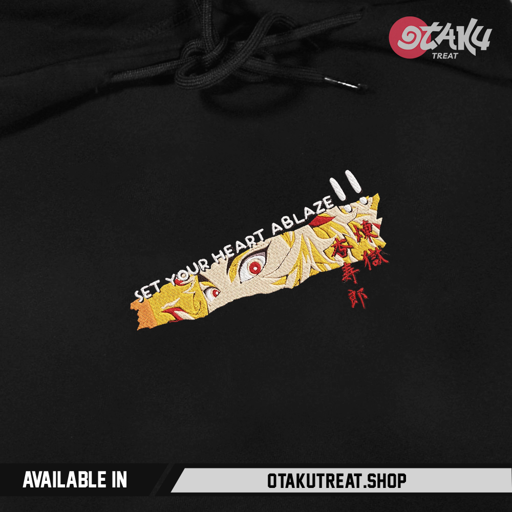 Set your heart ablaze Embroidered Hoodie
