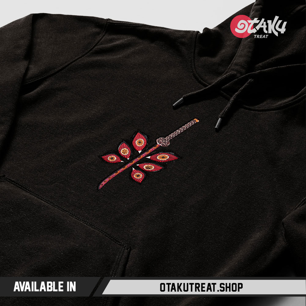 Kokushibos Sword Embroidered Hoodie Sweatshirt 1
