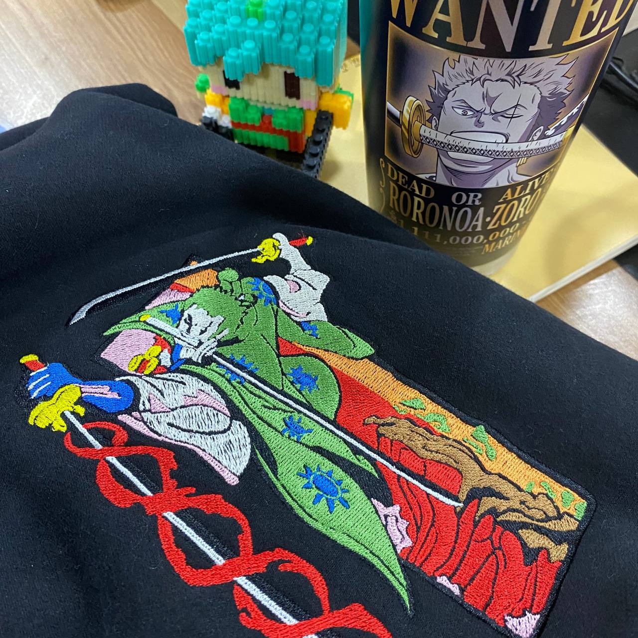 The Three Swordsman Zoro Embroidered Hoodie / Sweatshirt photo review