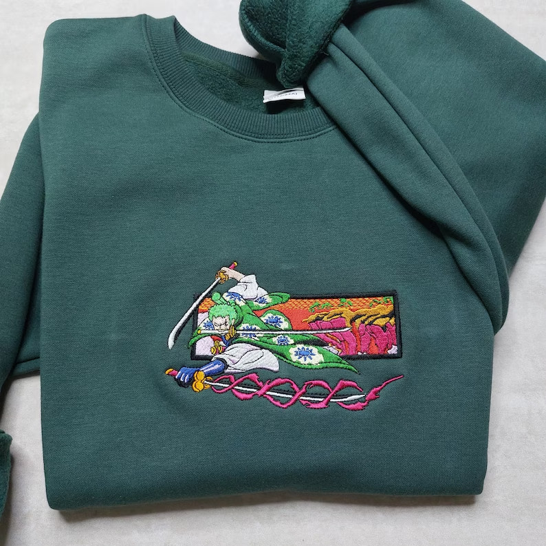 The Three Swordsman Zoro Embroidered Hoodie / Sweatshirt photo review