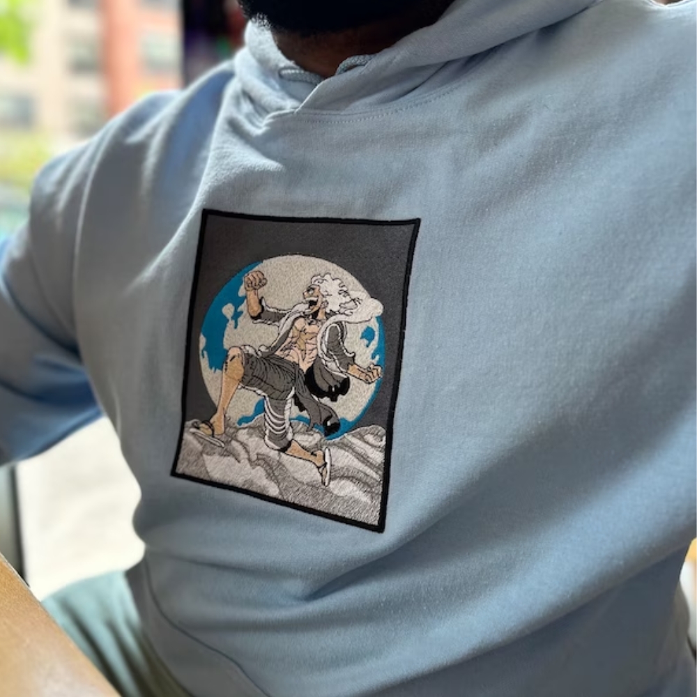 Gear 5 Luffy Art Embroidered Hoodie / T-shirt photo review